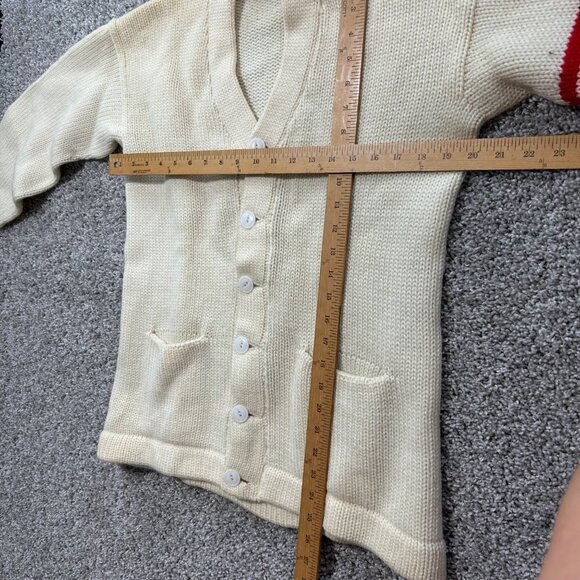 Knitting Masters Vintage 1950s Princeton Wool Cardigan Sweater W/ Red Stripes - Picture 4 of 7
